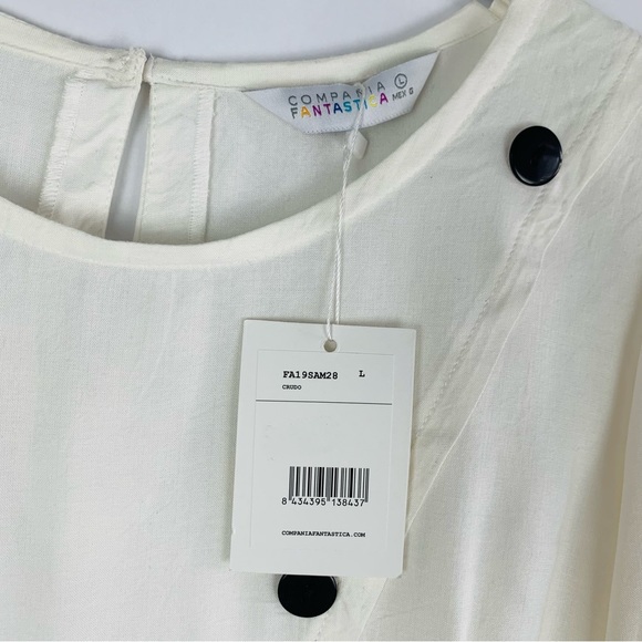 Compania Fantastica Asymmetric Button Blouse white - Picture 6 of 8